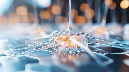 Leinwandbilder - Stunning close up of a glowing scientific discovery showcasing translucent structures glowing with light : Generative AI