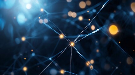 Leinwandbilder - Abstract digital background featuring glowing connections and lights representing data flow : Generative AI