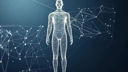 human body digital low poly wireframe ai generated video concept
