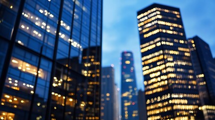 Poster - Stunning night view of modern skyscrapers illuminating the urban skyline : Generative AI