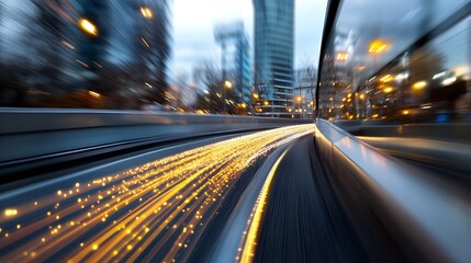 Poster - Dynamic motion blur capturing the essence of urban nightlife with vibrant lights during evening hours : Generative AI