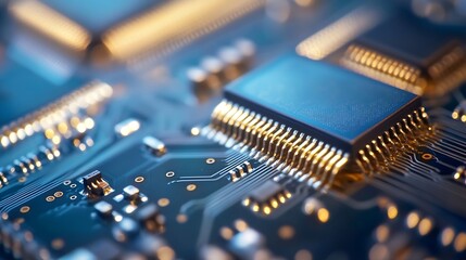Leinwandbilder - Close-up of a computer circuit board showcasing electronic components and technology intricacies : Generative AI