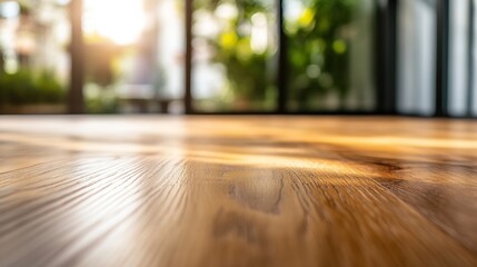 Poster - Elegant interior space with warm wooden flooring and natural light creating a peaceful ambiance : Generative AI