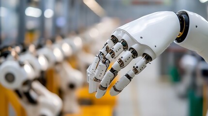 Poster - CloseUp of a Robotic Hand in a Modern Manufacturing Facility Highlighting Advanced Automation Technology : Generative AI