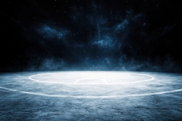 Wall Mural - mystical glowing circle on cosmic landscape at night