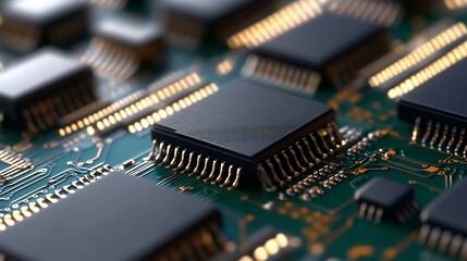 Aufkleber - High resolution image of a computer chip on a circuit board showcasing advanced electronics and technology : Generative AI