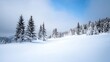 © Generative AI - Winter wonderland scene with snowcovered trees and a blue sky in a peaceful atmosphere : Generative AI