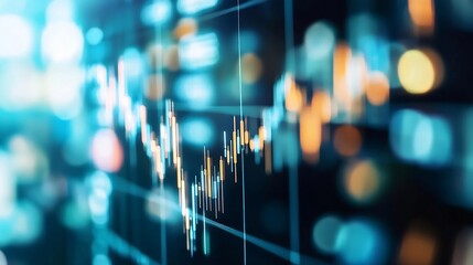 Leinwandbilder - Abstract Digital Chart Analysis Displaying Market Trends and Data Insights with Colorful Glows : Generative AI