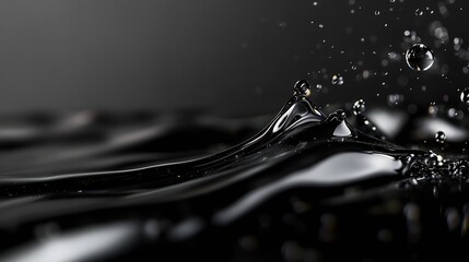Fototapete - Dynamic droplets create mesmerizing patterns on a dark surface reflecting motion and fluidity : Generative AI