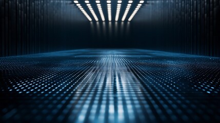 Poster - Futuristic and hightech reflective floor illuminated by bright lights : Generative AI