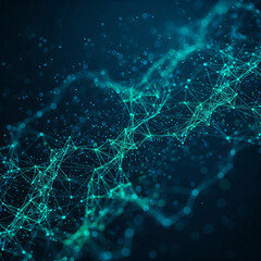 futuristic digital network with abstract data connections and cybersecurity icons