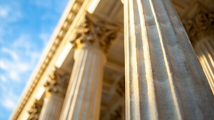 Aufkleber - Closeup view of classic architectural columns under sunlight showcasing beauty of historical buildings and design : Generative AI