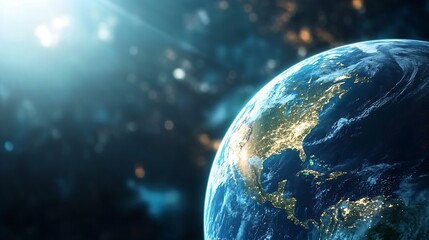 Aufkleber - Vivid view of Earth from space beautifully lit by city lights and captivating cosmic scenery : Generative AI
