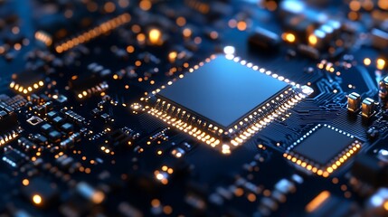 Fototapete - Close-up of circuit board showcasing intricate technology and innovation : Generative AI