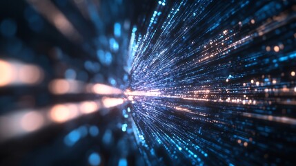 Poster - Dynamic Light Burst with Shimmering Particles in a Futuristic Background : Generative AI