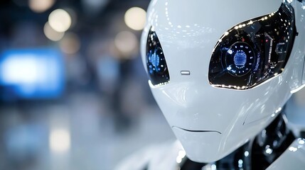 Leinwandbilder - CloseUp of Advanced Robot with LED Displays and Intelligent Features : Generative AI