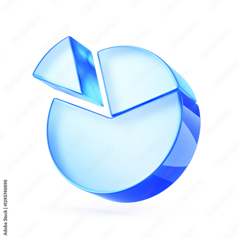 Pie chart icon on transparent background - 3d illustration Stock ...