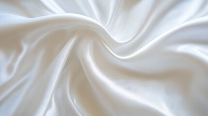 Poster - Luxurious white silk fabric draped elegantly creating soft gentle waves : Generative AI