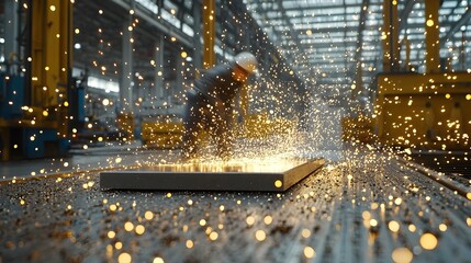 Leinwandbilder - Detailed close up shot of the chill casting technique showcasing the rapid cooling and solidification process of molten metal  Highlighting the intense heat energy