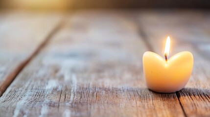 Poster - Gentle flickering candlelight illuminating rustic wood table creating a warm and cozy atmosphere : Generative AI