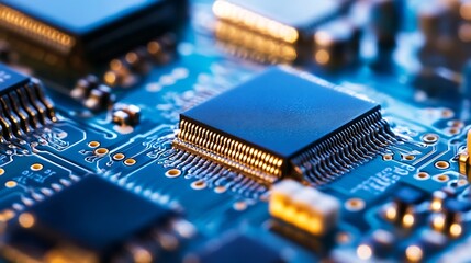 Aufkleber - Close Up of Advanced Microchip Circuit Board Technology : Generative AI