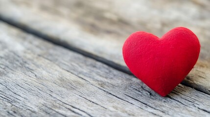 Poster - Charming Red Heart on Rustic Wooden Surface for Romantic Themes : Generative AI