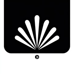 Poster - Abstract Fan of Light on Black Backdrop with Rounded Corners and Play Button Symbol Below