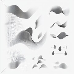 Poster - Abstract Minimalist Composition: Geometric Lines, Dots, and Leaf Shapes on White Background
