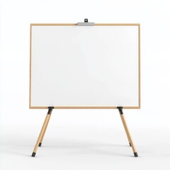 Poster - Blank Whiteboard on Stand with Wooden Frame, Ready for Presentation or Brainstorming, Isolated