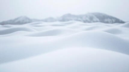 Aufkleber - Expansive view of smooth white snow blankets covering the ground creating a serene winter landscape : Generative AI