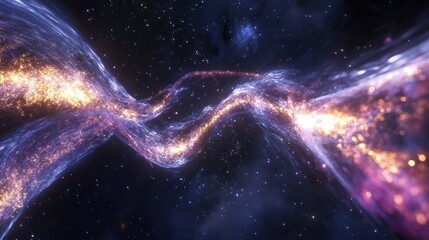 Wall Mural - Cosmic Stream of Glowing Particles in Vast Universe Space