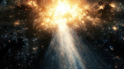 Wall Mural - Explosive Cosmic Activity in Colorful Space Scene with Bright Stars