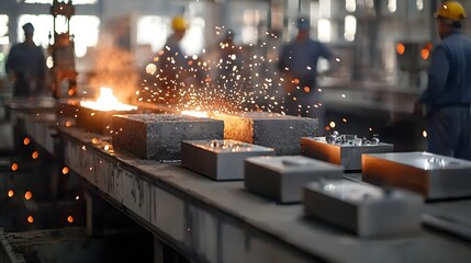 Leinwandbilder - A close up view of a metal casting process using an investment mold showcasing the intricate details and techniques involved in this industrial metalworking practice