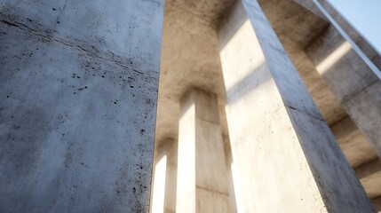 Leinwandbilder - Architectural detail of concrete pillars showcasing modern design and artistic light effects : Generative AI