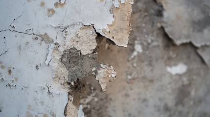 Aufkleber - Close Up of Cracked Wall Texture with Peeling Paint and Raw Surface : Generative AI