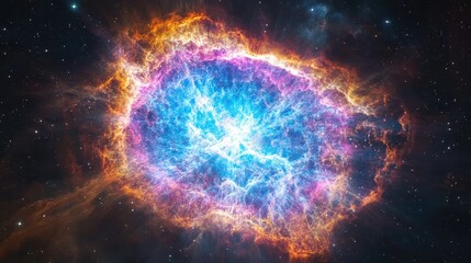 Wall Mural - Bright Colorful Nebula against Starry Space Background in Universe