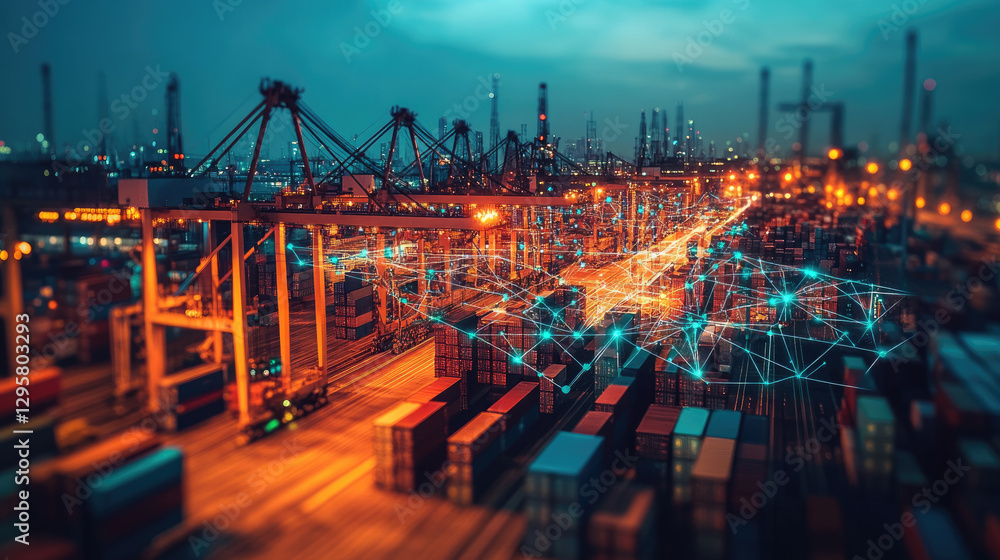 A global logistics network with the help of transportation by sea, rail ...