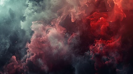 Canvas Print - hypnotic swirl of vivid red smoke rising against a deep black backdrop, evoking aromatherapy and env