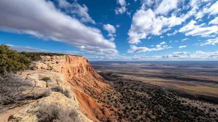 Canvas Print - Stunning Cliffside View of Red Rock Formation Against Clear Blue Skies : Generative AI