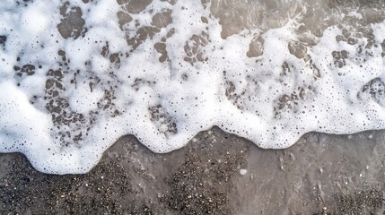 Leinwandbilder - Gentle ocean waves lapping against the shore creating frothy bubbles in soft sand : Generative AI