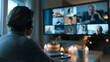 © CreativeIMGIdeas - Connected Gathering: A person engaged in a video conference, connecting with a diverse group, creating a sense of closeness and community despite physical distance.