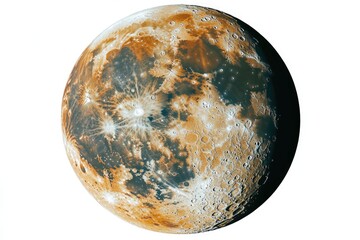 Wall Mural - a digital art illustration of a full moon with details of craters and shadows, set against an image 
