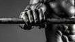 © Arthaphan - Powerful closeup of muscular arms gripping barbell gym fitness photography intense workout high-definition focus
