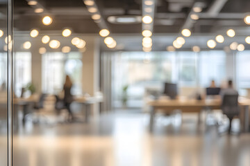 Wall Mural - abstract blur image of business people walking at modern hallway with bokeh for background usage