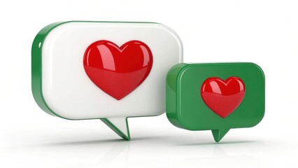 Poster - speech bubbles with red heart on white background