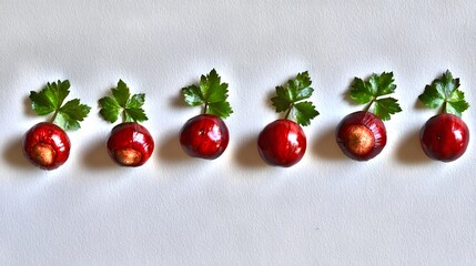 Wall Mural - Fresh Organic Radishes with Green Leaves Arranged on a Light Background