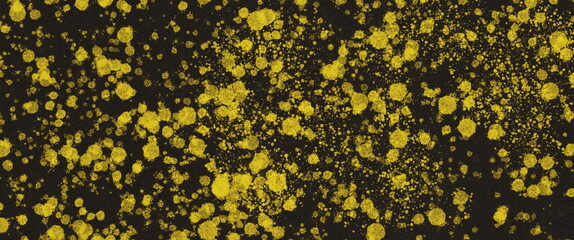 Aufkleber - Abstract yellow dust particles on black background creating a textured artistic design for creative projects grainy noise texture banner header poster wallpaper backdrop design with copy space