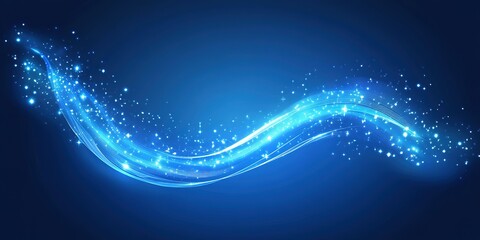 Wall Mural - glowing blue wave with sparkling particles in a digital background at night