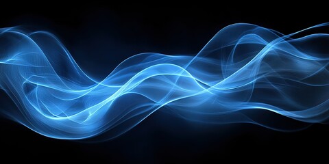 Canvas Print - fluid blue waves create an ethereal visual effect against a dark background