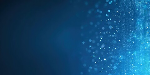 Wall Mural - digital blue background with glowing dots creating an abstract pattern of light and energy in a mode